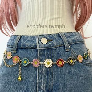 Gold Boho Festival Dopamine Daisy Flower Chain Belt, Fits 16-38 Inches, X7GA1527
